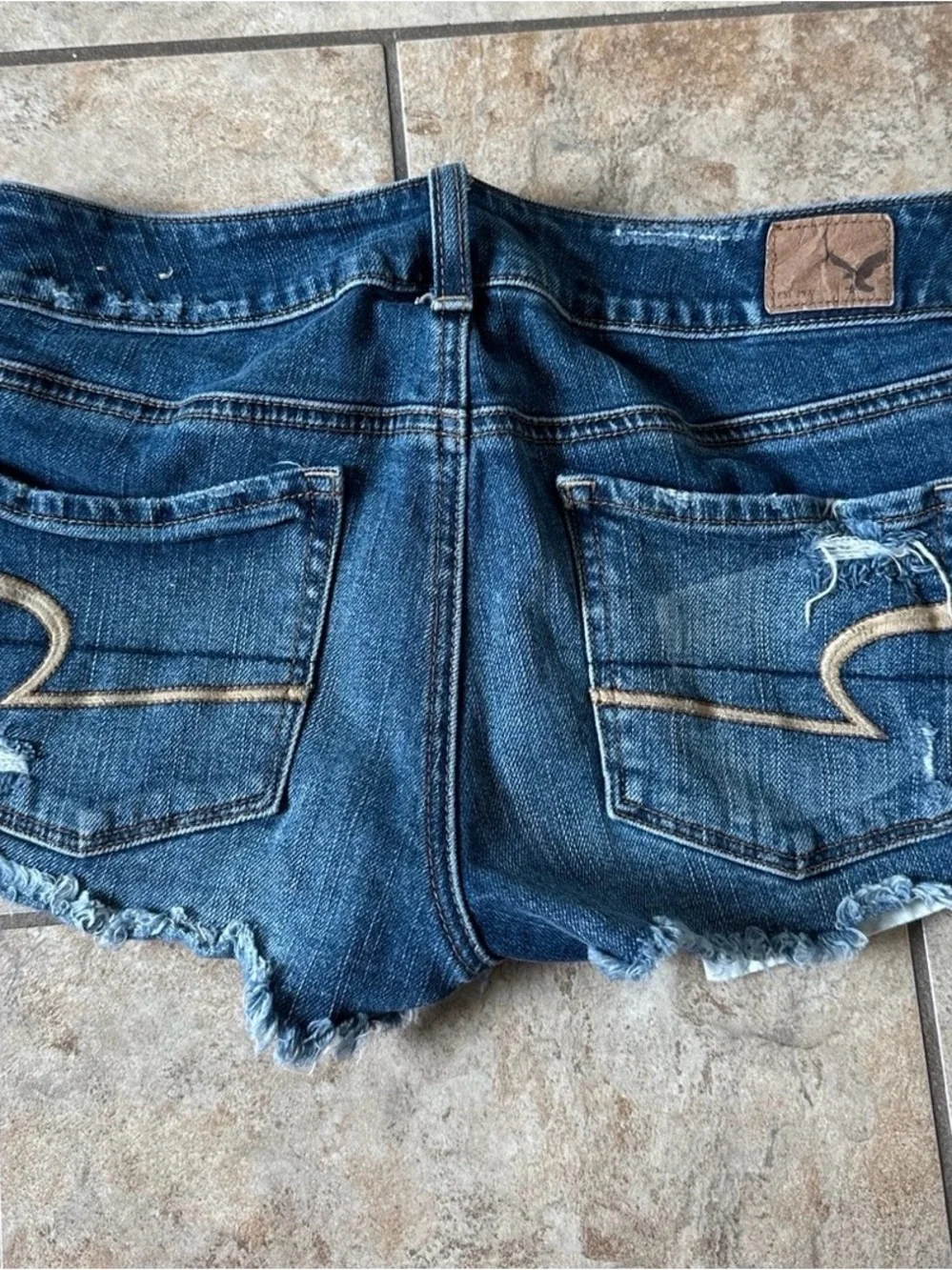 American Eagle Outfitters Blue Ripped Denim Cutoff Shorts